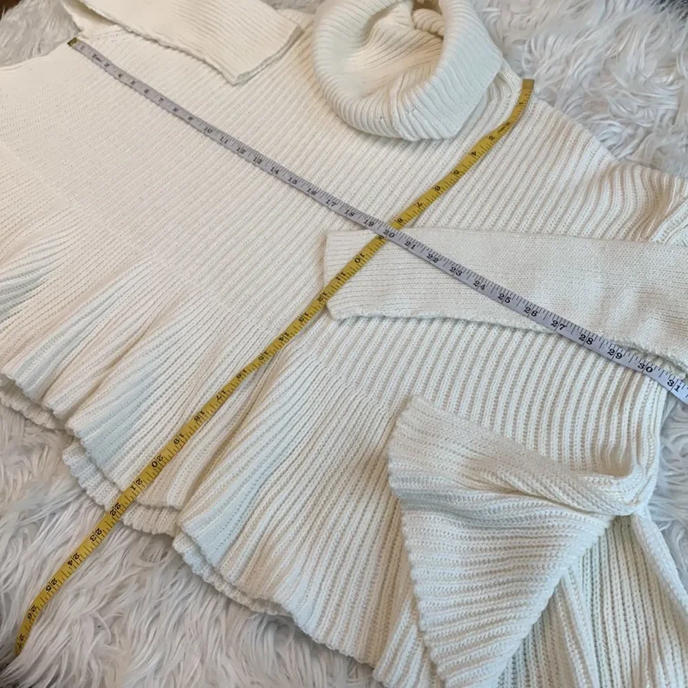 FREE PEOPLE layer cake oversized turtleneck/cowl ruffled peplum style sweater - Picture 8 of 8